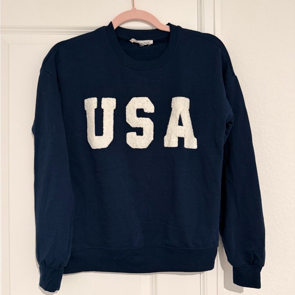 Workshop Republic Clothing Dark Blue USA Crewneck Sweater
